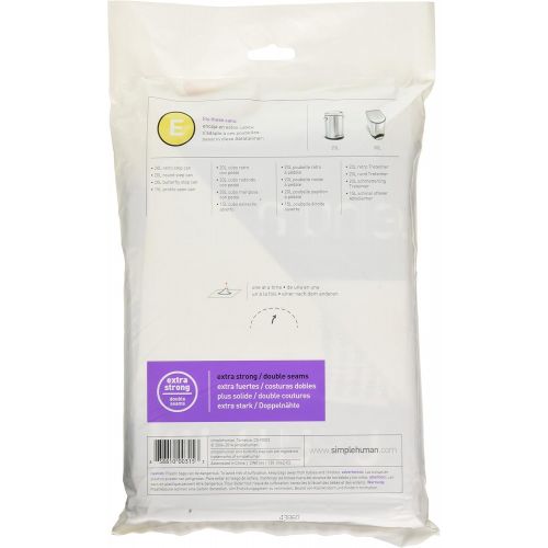 심플휴먼 simplehuman Bulk Value Pack Code E Custom Fit Trash Can Liner 20 L / 5.2 Gallon, 240 Pack