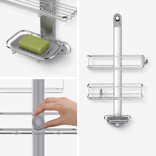 심플휴먼 Simplehuman simplehuman Adjustable Shower Caddy XL, Stainless Steel + Anodized Aluminum