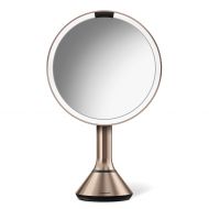 Simplehuman simplehuman Sensor Lighted Makeup Vanity Mirror, 8 Round with Touch-Control Brightness, 5X Magnification, Rose Gold Stainless Steel, Rechargeable and Cordless