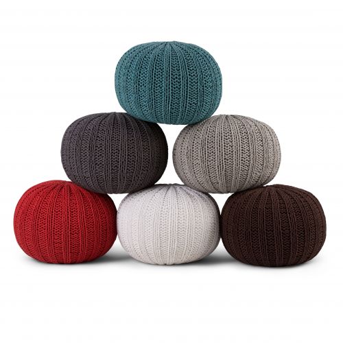  Simpli Home Shelby Hand Knit Round Pouf