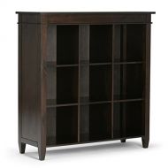 Simpli Home 3AXCCRL-07 Carlton Solid Wood 9 Cube Bookcase and Storage Unit in Tobacco Brown