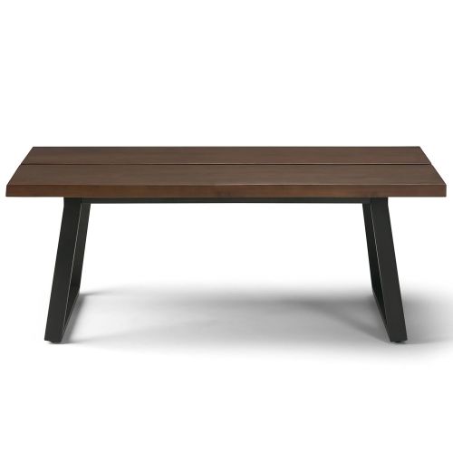  Simpli Home AXCADR-01 Adler Solid Wood and Metal 48 inch wide Modern Industrial Coffee Table in Light Walnut Brown