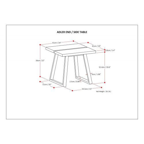  Simpli Home AXCADR-01 Adler Solid Wood and Metal 48 inch wide Modern Industrial Coffee Table in Light Walnut Brown