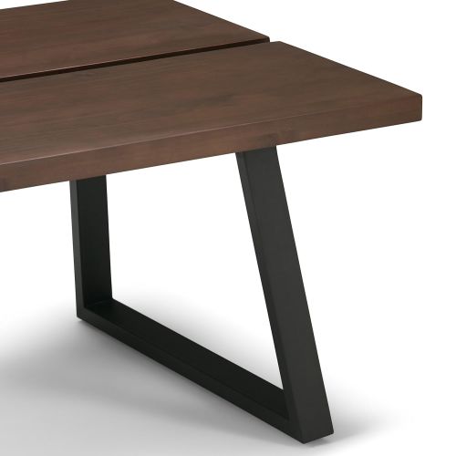  Simpli Home AXCADR-01 Adler Solid Wood and Metal 48 inch wide Modern Industrial Coffee Table in Light Walnut Brown