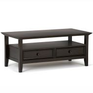 Simpli Home AXCAMH-001 Amherst Solid Wood 44 inch wide Transitional Coffee Table in Dark Brown