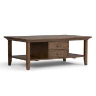 Simpli Home 3AXCADM-01 Redmond Solid Wood 48 inch wide Rustic Coffee Table in Rustic Natural Aged Brown