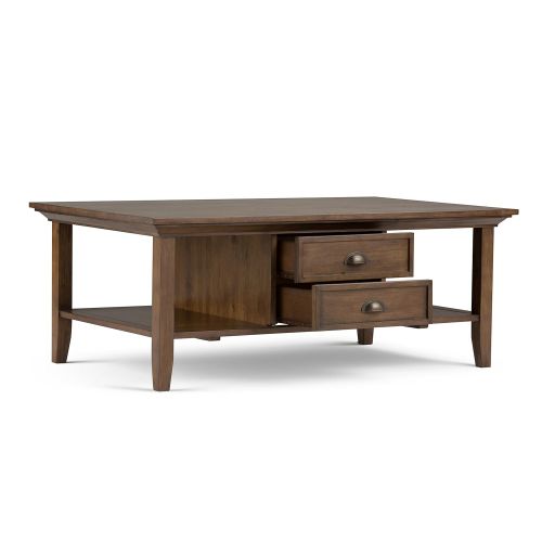  Simpli Home 3AXCADM-01 Redmond Solid Wood 48 inch wide Rustic Coffee Table in Rustic Natural Aged Brown