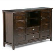 Simpli Home 3AXCBURTVS Burlington Solid Wood 54 inch wide Traditional TV media Stand in Espresso Brown For TVs up to 60 inches