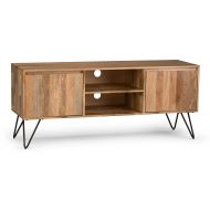 Simpli Home AXCHUN-08 Hunter Solid Mango Wood and Metal 60 inch wide Mid Century Modern Entertainment TV Stand in Natural For TVs up to 65 inches