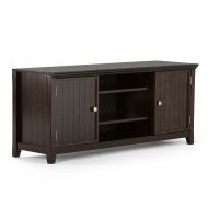 Simpli Home AXWELL3-005 Acadian Solid Wood 54 inch wide Rustic TV media Stand in Tobacco Brown For TVs up to 60 inches