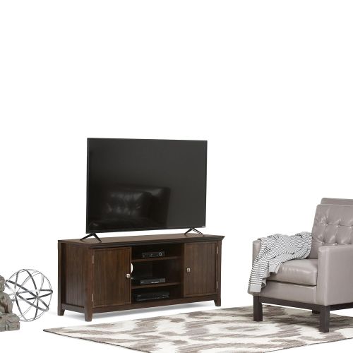  Simpli Home AXWELL3-005 Acadian Solid Wood 54 inch wide Rustic TV media Stand in Tobacco Brown For TVs up to 60 inches