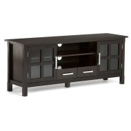 Simpli Home 3AXCRIDTV-60W Kitchener Solid Wood 60 inch wide Contemporary TV media Stand in Dark Walnut Brown For TVs up to 65 inches