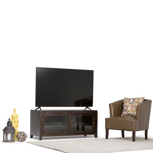  Simpli Home INT-AXCCOS-TV-CF Cosmopolitan Solid Wood 48 inch wide Contemporary TV media Stand in Coffee Brown For TVs up to 50 inches