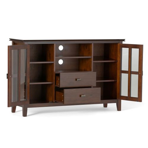  Simpli Home AXCHOL005 Artisan Solid Wood 53 inch wide Contemporary TV media Stand in Medium Auburn Brown For TVs up to 55 inches