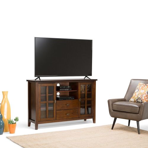  Simpli Home AXCHOL005 Artisan Solid Wood 53 inch wide Contemporary TV media Stand in Medium Auburn Brown For TVs up to 55 inches