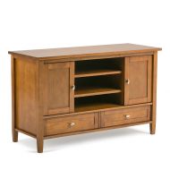 Simpli Home AXWSH004 Warm Shaker Solid Wood 47 inch wide Rustic TV media Stand in Honey Brown For TVs up to 50 inches