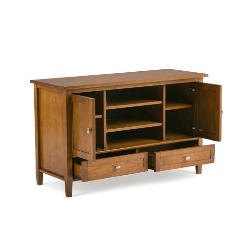  Simpli Home AXWSH004 Warm Shaker Solid Wood 47 inch wide Rustic TV media Stand in Honey Brown For TVs up to 50 inches