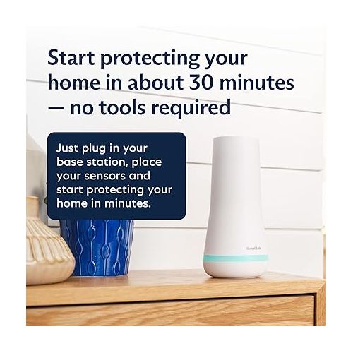  SimpliSafe 11 Piece Wireless Home Security System Gen 3 with Wireless Indoor HD Camera - Optional 24/7 Professional Monitoring - No Contract - Compatible with Alexa and Google Assistant,White