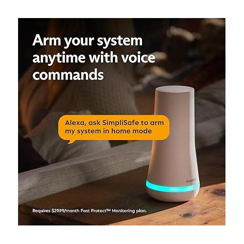  SimpliSafe 8 Piece Wireless Home Security System - Optional 24/7 Professional Monitoring - No Contract - Compatible with Alexa and Google Assistant , White