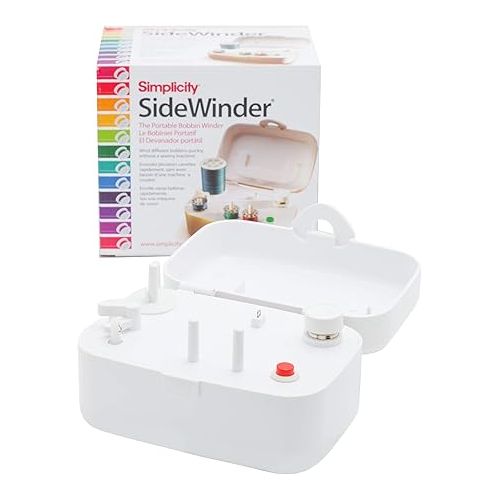  Simplicity 388175A Sidewinder Portable Automatic Bobbin Winder Machine, 120 Voltage, White