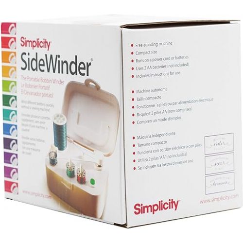  Simplicity 388175A Sidewinder Portable Automatic Bobbin Winder Machine, 120 Voltage, White