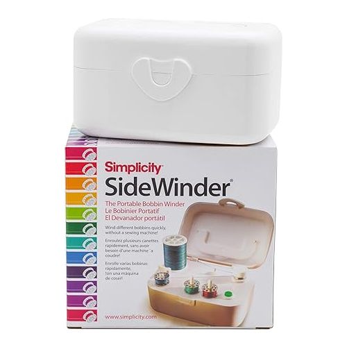  Simplicity 388175A Sidewinder Portable Automatic Bobbin Winder Machine, 120 Voltage, White