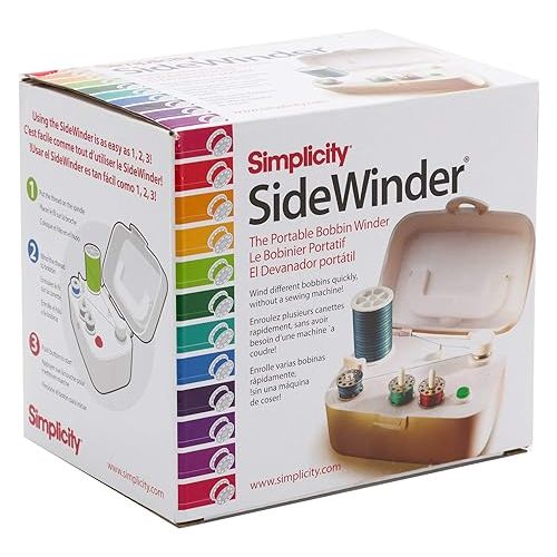  Simplicity 388175A Sidewinder Portable Automatic Bobbin Winder Machine, 120 Voltage, White