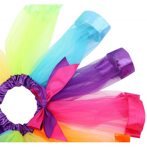  Simplicity Girls Rainbow Layered Tulle Tutu Skirt with Unicorn Headband & Hair Bow