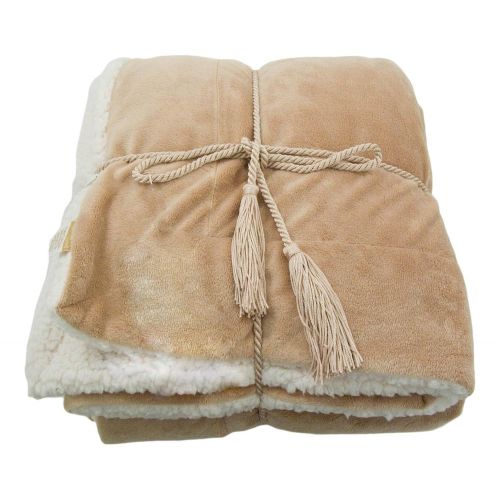  Simplicity Faux Fur Luxury Sherpa Throw Blanket,Camel