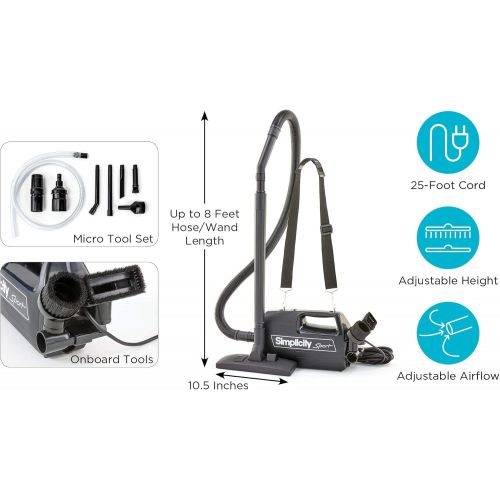  [아마존베스트]Simplicity S100 Canister and Car Vacuum Cleaner, Handheld, Charcoal Filter, Crevice Tool and More