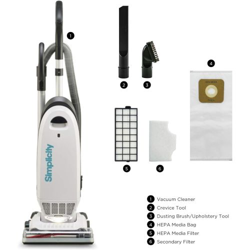  Allergy Upright Vacuum for Carpet and Hardwood by Simplicity, Multi Surface Vacuum Cleaner with Certified HEPA Filter and Bag, S20EZM