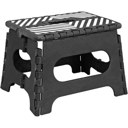  [아마존베스트]Simplify Folding Step Stool-Lightweight, Sturdy and Safe, Carrying Handle, Easy to Open, for Kitchen, Bathroom, Bedroom, Kids or Adults, 1 Pack, Black