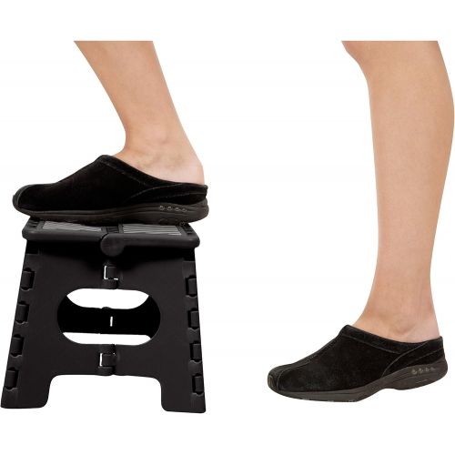  [아마존베스트]Simplify Folding Step Stool-Lightweight, Sturdy and Safe, Carrying Handle, Easy to Open, for Kitchen, Bathroom, Bedroom, Kids or Adults, 1 Pack, Black