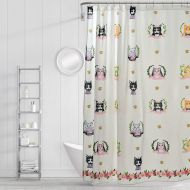 Simply Whimsical Pretty Kitty Shower Curtain in BlueOrange