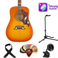 Simply and Epiphone Dove Studio Acoustic-Electric Guitar Essentials Bundle with 1 Year Simply Guitar Subscription - Violin Burst