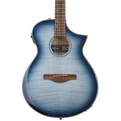  Simply and Ibanez AEWC400 Acoustic-Electric Guitar Essentials Bundle with 3 Month Simply Guitar Subscription - Indigo Blue Burst High Gloss