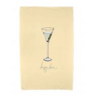 Simply Daisy, 30 x 60 inch, Martini Glass Happy Hour Geometric Print Beach Towel, Yellow