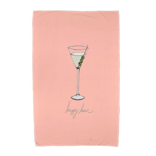  Simply Daisy, 30 x 60 inch, Martini Glass Happy Hour Geometric Print Beach Towel, Yellow