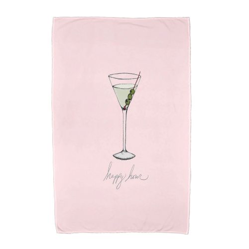  Simply Daisy, 30 x 60 inch, Martini Glass Happy Hour Geometric Print Beach Towel, Yellow