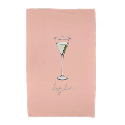  Simply Daisy, 30 x 60 inch, Martini Glass Happy Hour Geometric Print Beach Towel, Coral