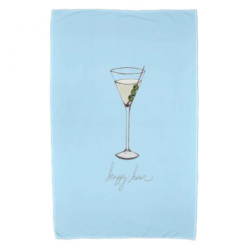  Simply Daisy, 30 x 60 inch, Martini Glass Happy Hour Geometric Print Beach Towel, Coral