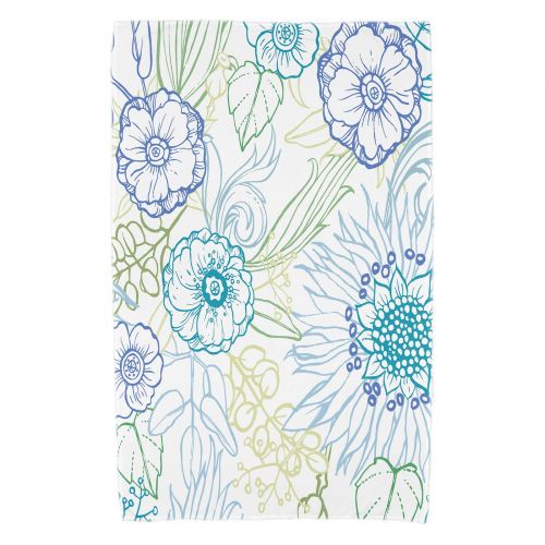  Simply Daisy, 30 x 60 Inch, zentangle 4 Color, Floral Print Beach Towel, Blue