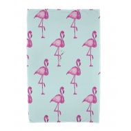 Simply Daisy, 30 x 60 inch, Flamingo Fanfare Martini Animal Print Beach Towel, Aqua