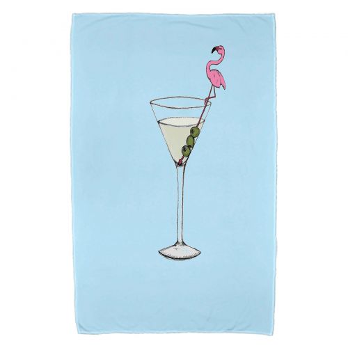  Simply Daisy, 30 x 60 inch, Martini Glass Flamingo Geometric Print Beach Towel, Pink