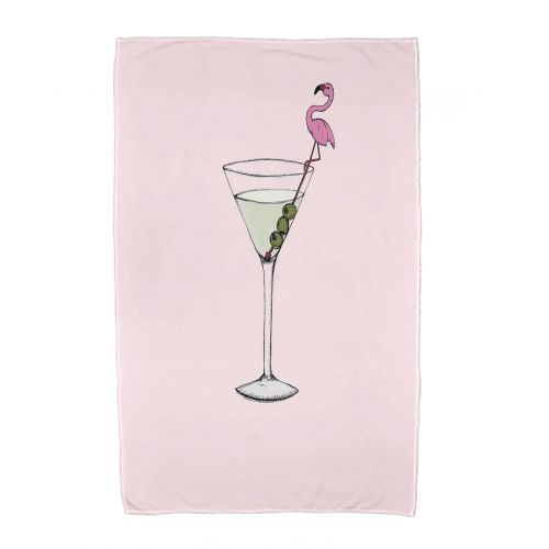  Simply Daisy, 30 x 60 inch, Martini Glass Flamingo Geometric Print Beach Towel, Pink