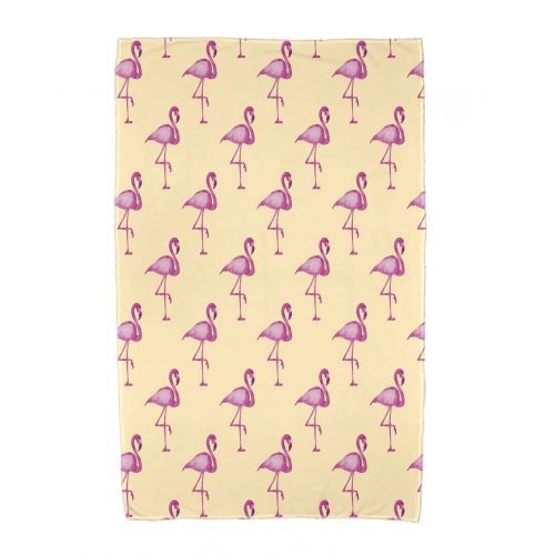  Simply Daisy, 30 x 60 inch, Flamingo Fanfare Multi Animal Print Beach Towel, Yellow