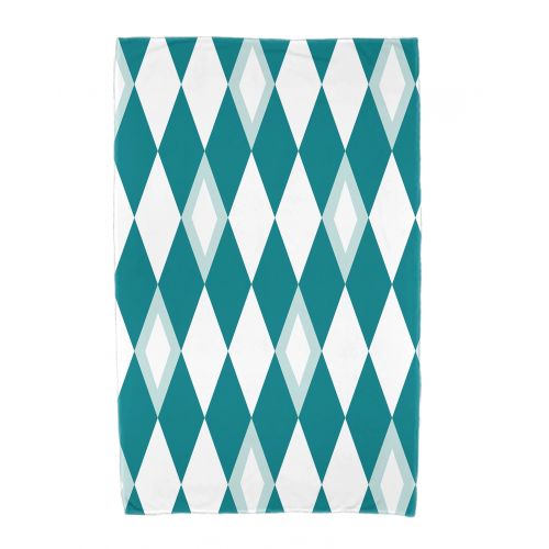 Simply Daisy, 30 x 60 inch, Harlequin Geometric Print Beach Towel, Blue
