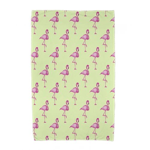  Simply Daisy 30 x 60 inch, Flamingo Fanfare Multi Animal Print Beach Towel, Light Green