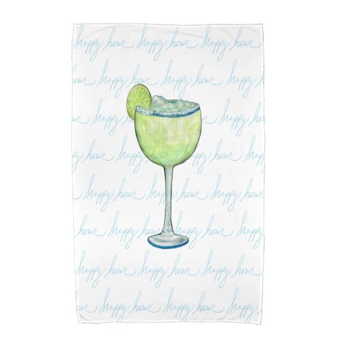  Simply Daisy, 30 x 60 inch, Margarita Text Fade Happy Hour Geometric Print Beach Towel, Light Green
