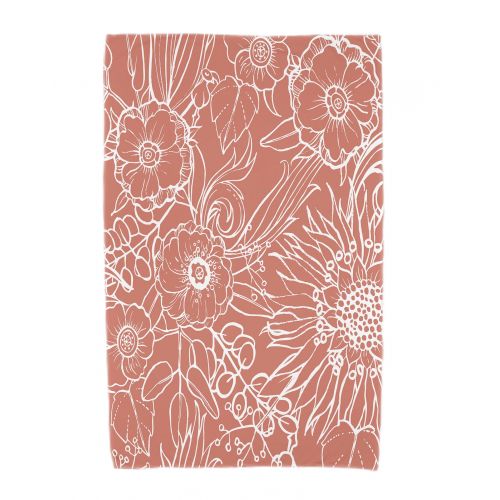  Simply Daisy, 30 x 60 Inch, Zentangle 4, Floral Print Beach Towel, Red Orange